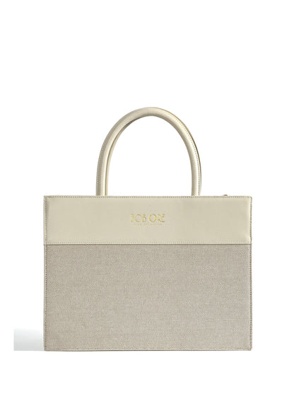 Victoria Tote White Canvas Combo Bag