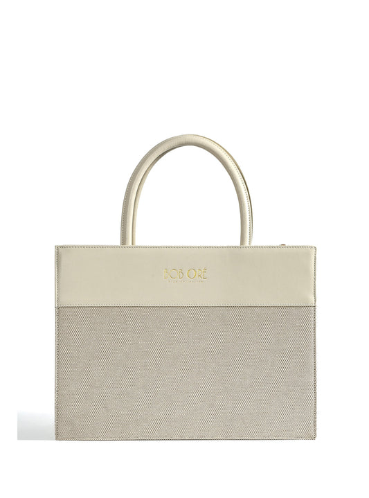 Victoria Tote White Canvas Combo Bag